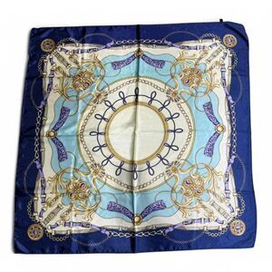 Blue And Gold Elegant Bohemian Chain Print Versatile Casual Scarf Large size NEW